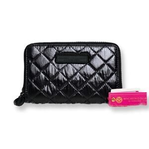 NWT Black Nylon Quilted Widemouth Passport Wallet